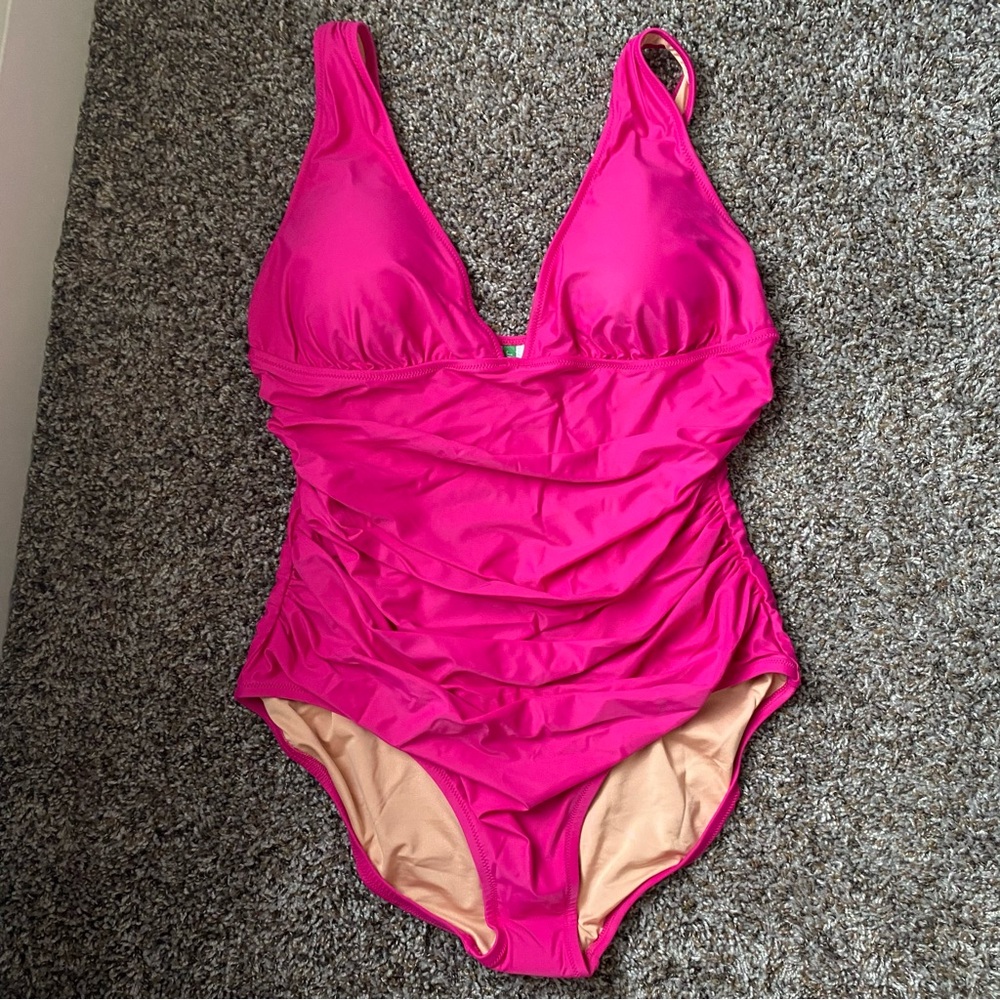 J. Crew Ruched V-neck one-piece swimsuit